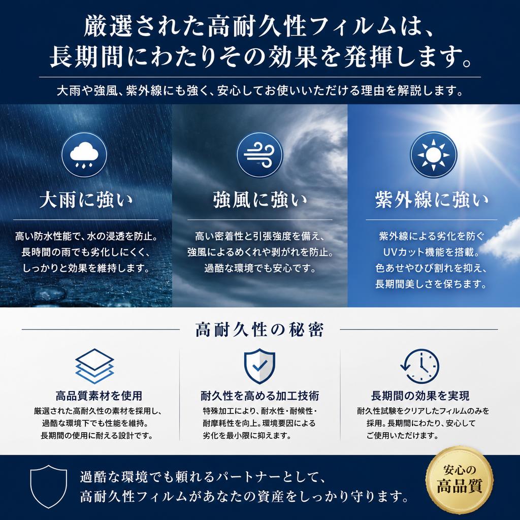 耐久性のある窓用フィルムの特長